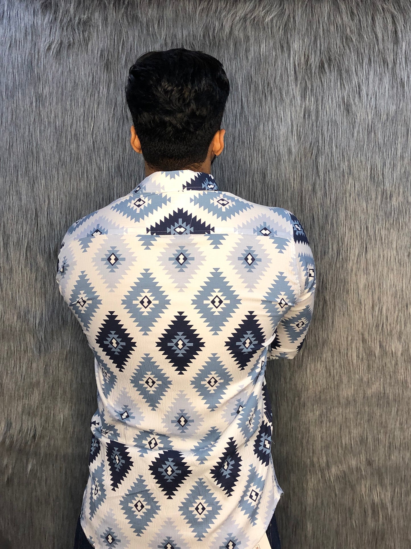 Popcorn Lycra Shirt (White-Blue)