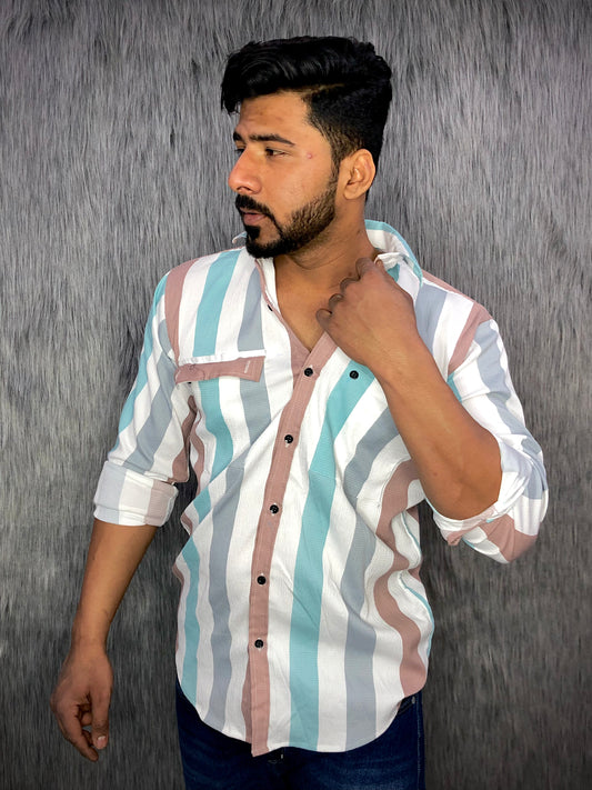 Popcorn Lycra Shirt (Pink-Blue-Grey)