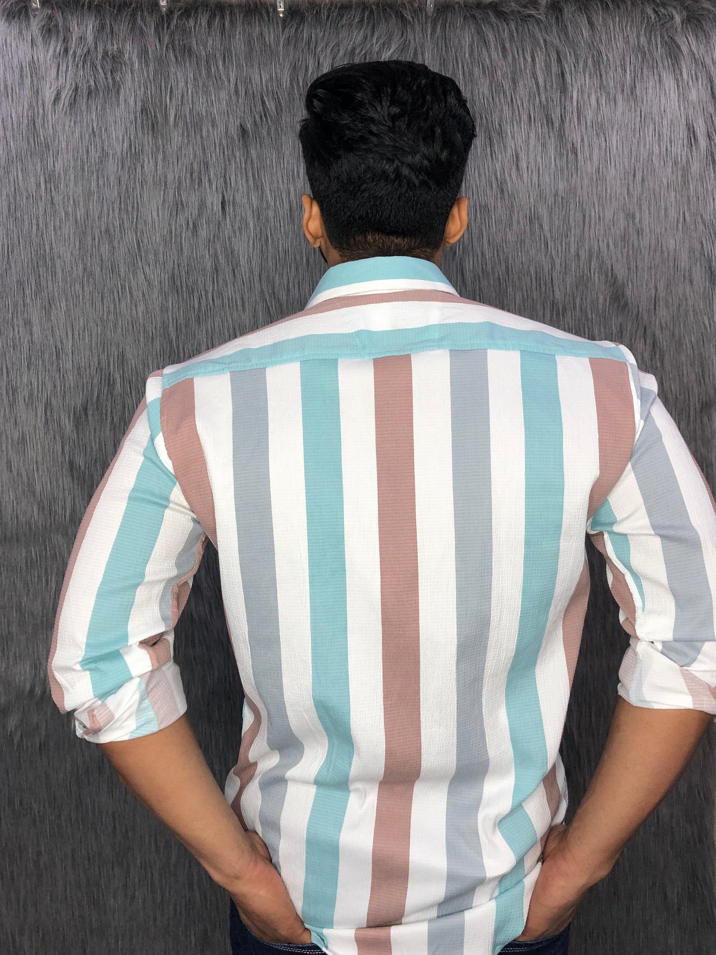 Popcorn Lycra Shirt (Pink-Blue-Grey)