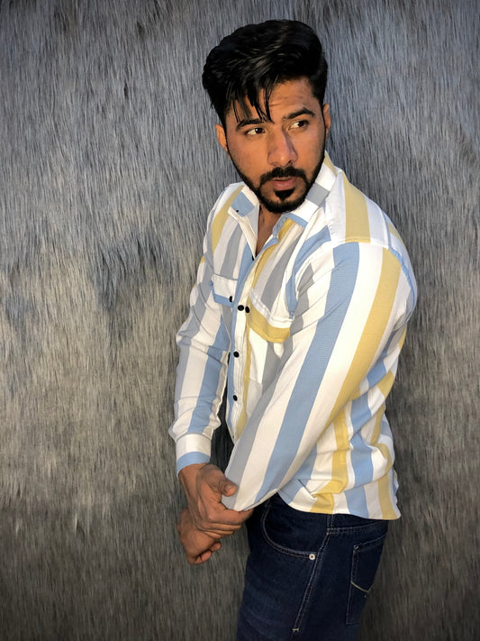 Popcorn Lycra Shirt (Yellow-Grey-Blue)