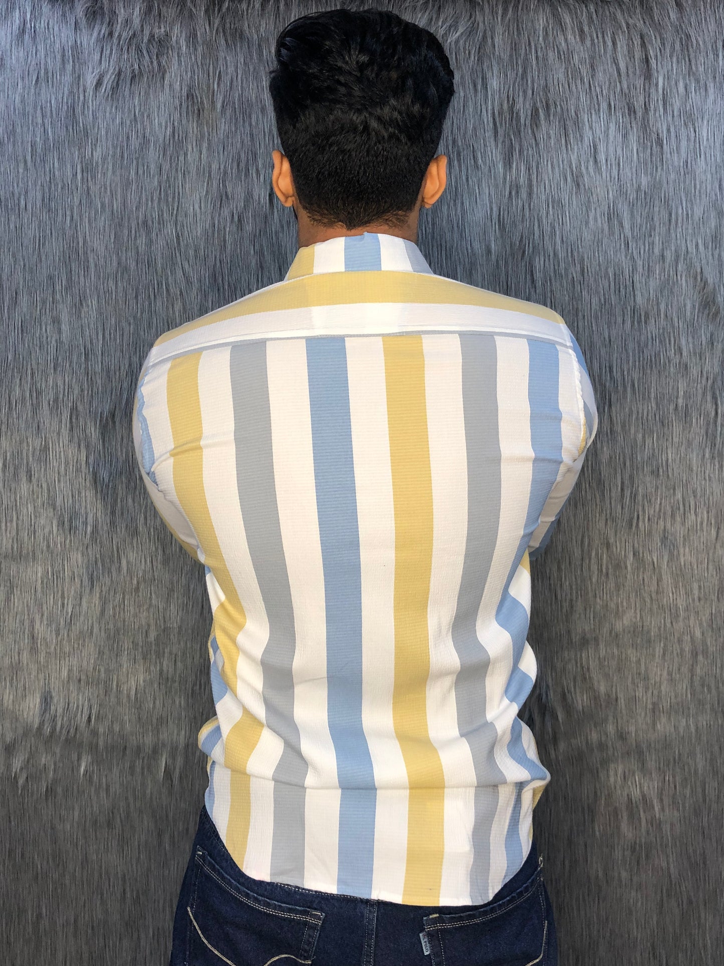 Popcorn Lycra Shirt (Yellow-Grey-Blue)