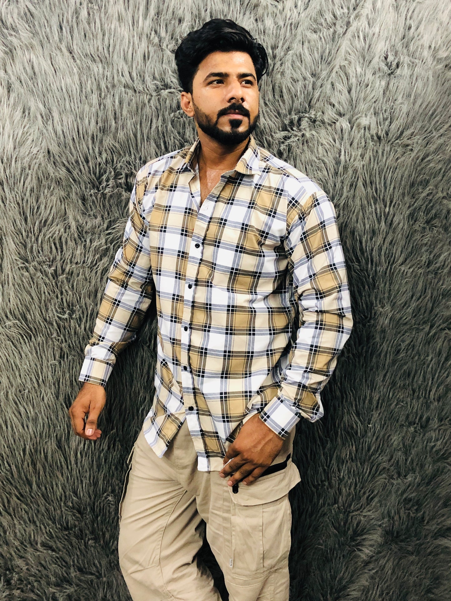 Shirt - Checkered (Mustard-White)