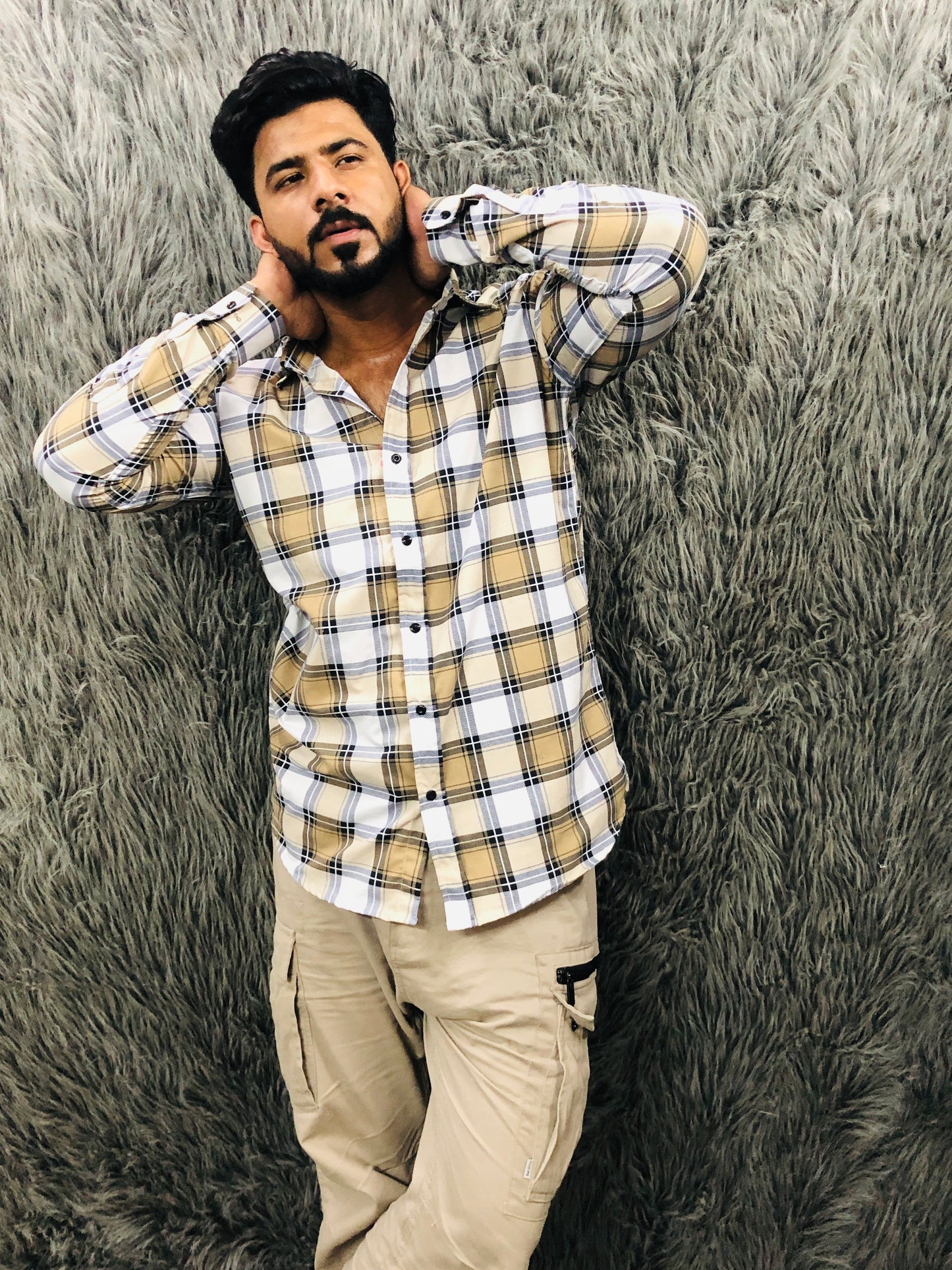 Shirt - Checkered (Mustard-White)
