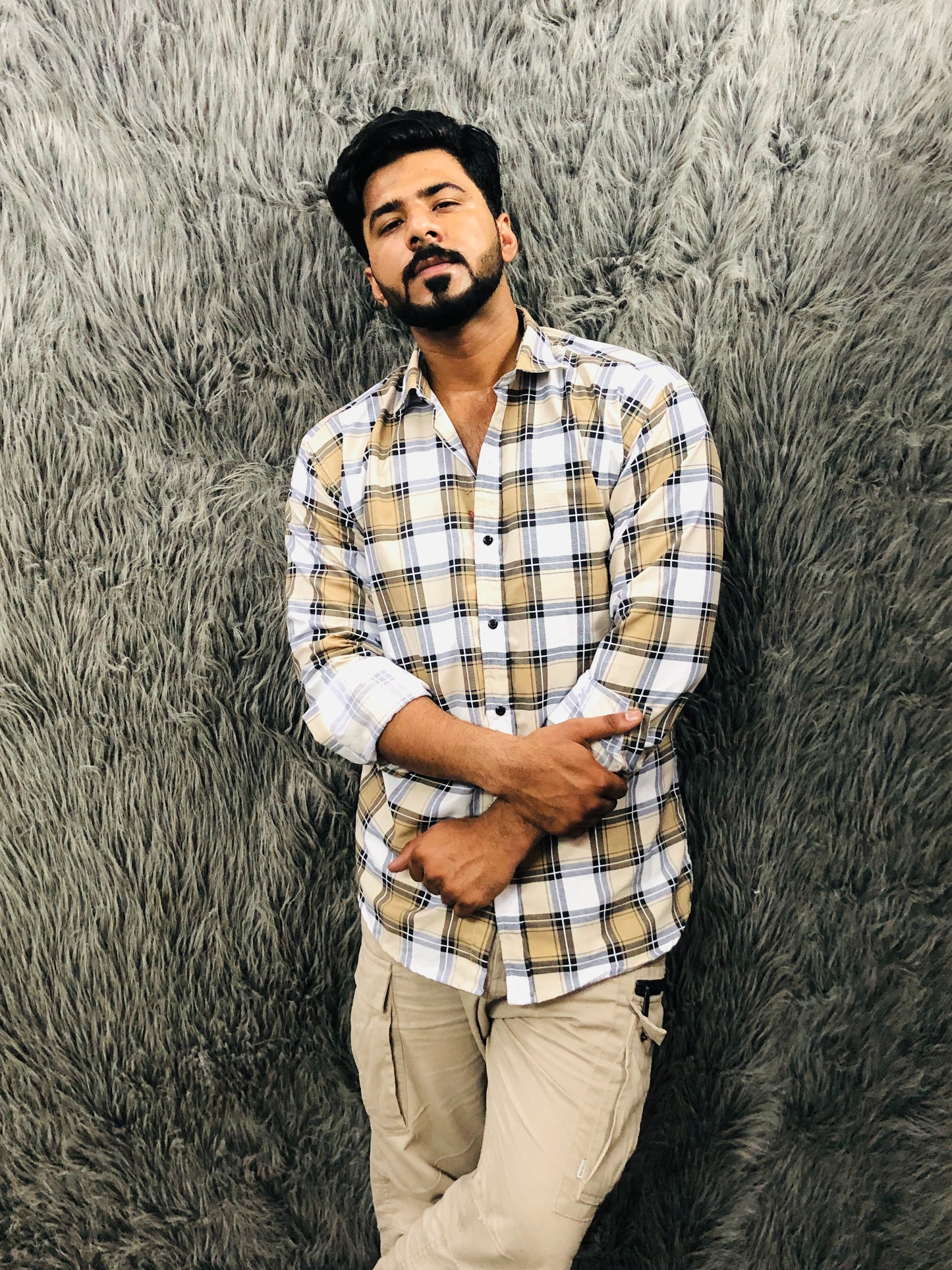 Shirt - Checkered (Mustard-White)