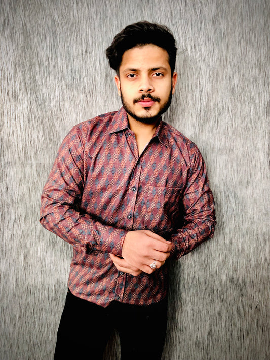 Cotton Sanganeri Shirt (Print 1)