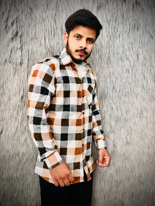 Check Print Shirt (Orange)