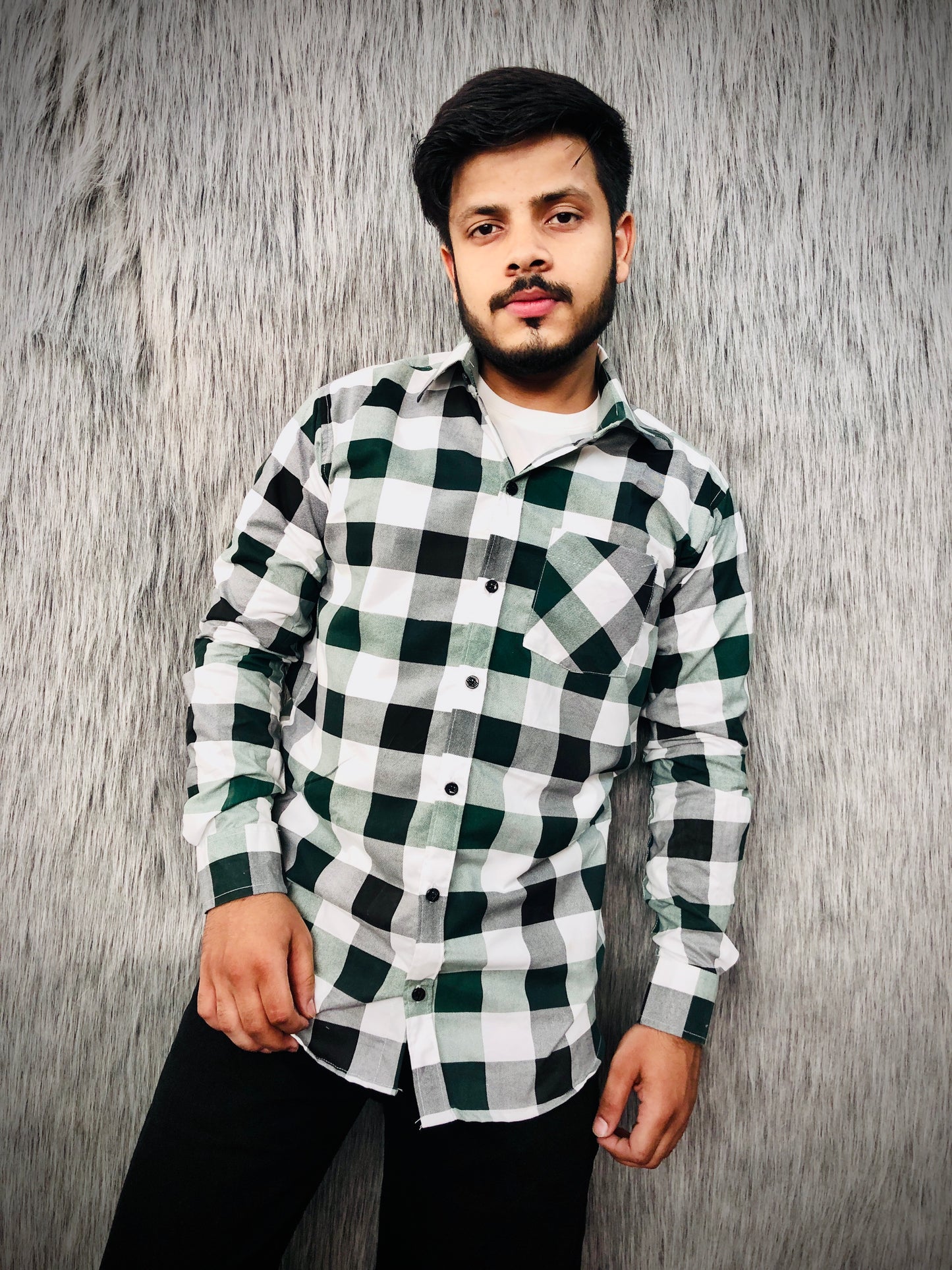 Check Print Shirt (Green)